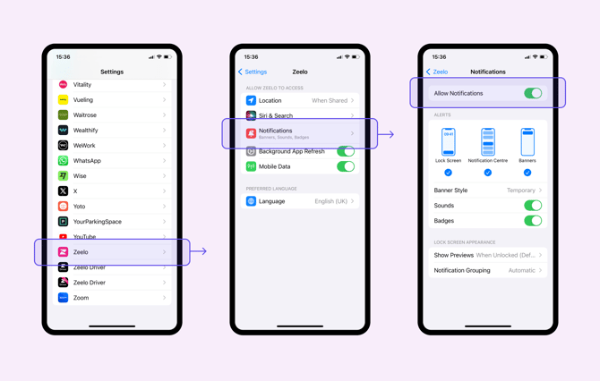 Settings - Allow notifications